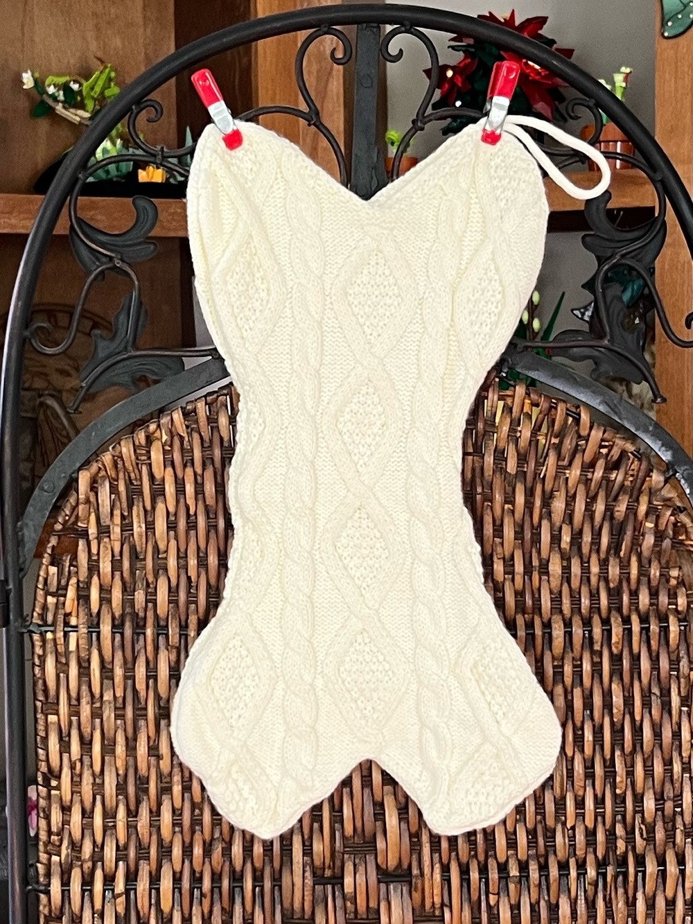 Stocking Bone Shaped Knit Christmas Dog Decor
